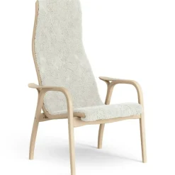 Lamino fåtölj lackad bok, offwhite fårskinn