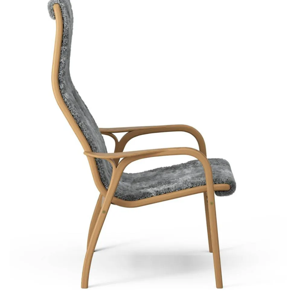 Lamino Fåtölj Med Fotpall Fårskinn, Scandinavian Grey / Oljad Ek