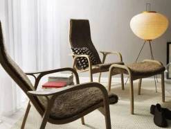 Lamino Fåtölj Med Fotpall Fårskinn, Espresso / Oljad Ek