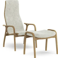 Lamino Fåtölj Med Fotpall, Oljad Ek / Fårskinn Off-white