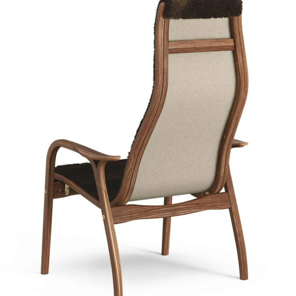 Lamino Fåtölj, Naturlackerad Valnöt / Fårskinn Espresso