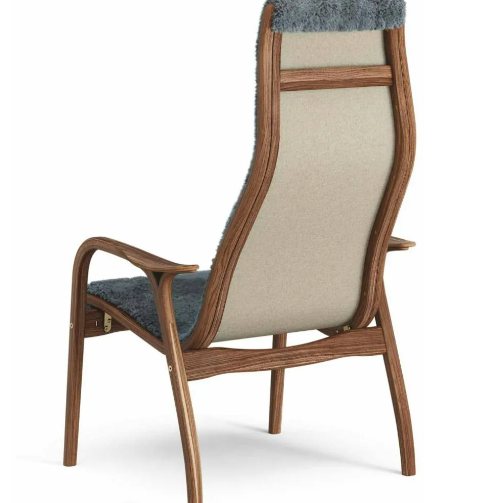 Lamino Fåtölj, Naturlackerad Valnöt / Fårskinn Charcoal
