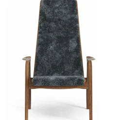 Lamino Fåtölj, Naturlackerad Valnöt / Fårskinn Charcoal