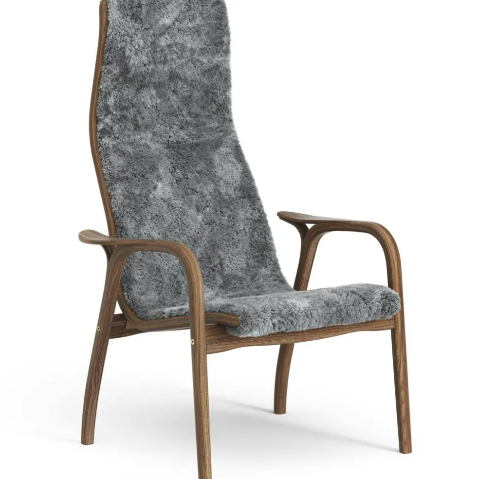 Lamino Fåtölj, Naturlackerad Valnöt / Fårskinn Scandinavian Grey