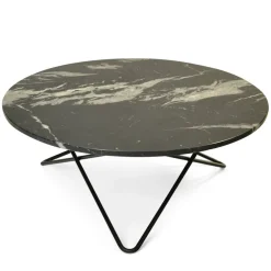 Large O Table Soffbord Ø100 cm, Svart/Svart marmor