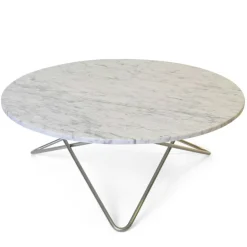 Large O Table Soffbord Ø100 cm, Stål/Vit marmor
