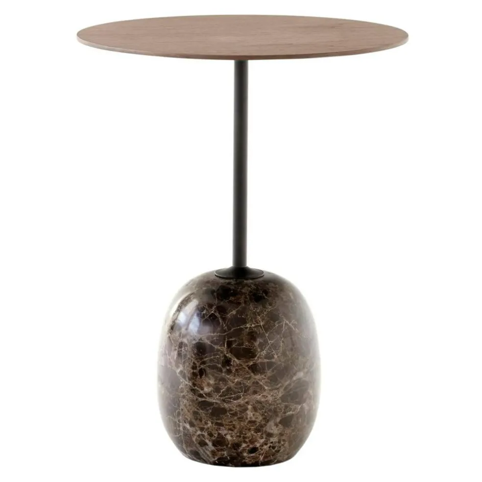 Lato LN8 Bord 40 cm, Lackerad Valnöt / Emparador Marble