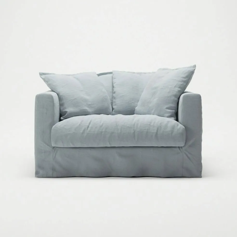Le Grand Air Loveseat Linen Love Seat Linne, Nordic Sky
