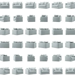 Le Grand Air Loveseat Linen Love Seat Linne, Nordic Sky