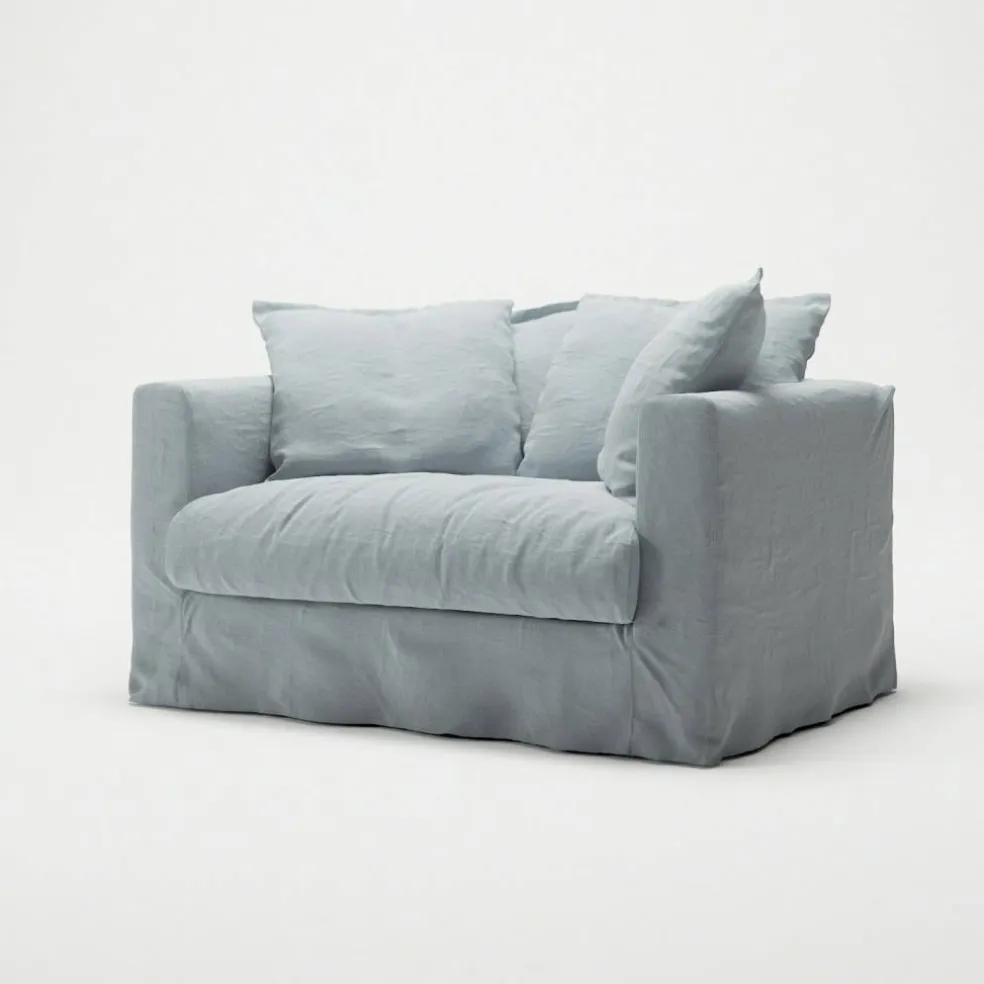 Le Grand Air Loveseat Linen Love Seat Linne, Nordic Sky