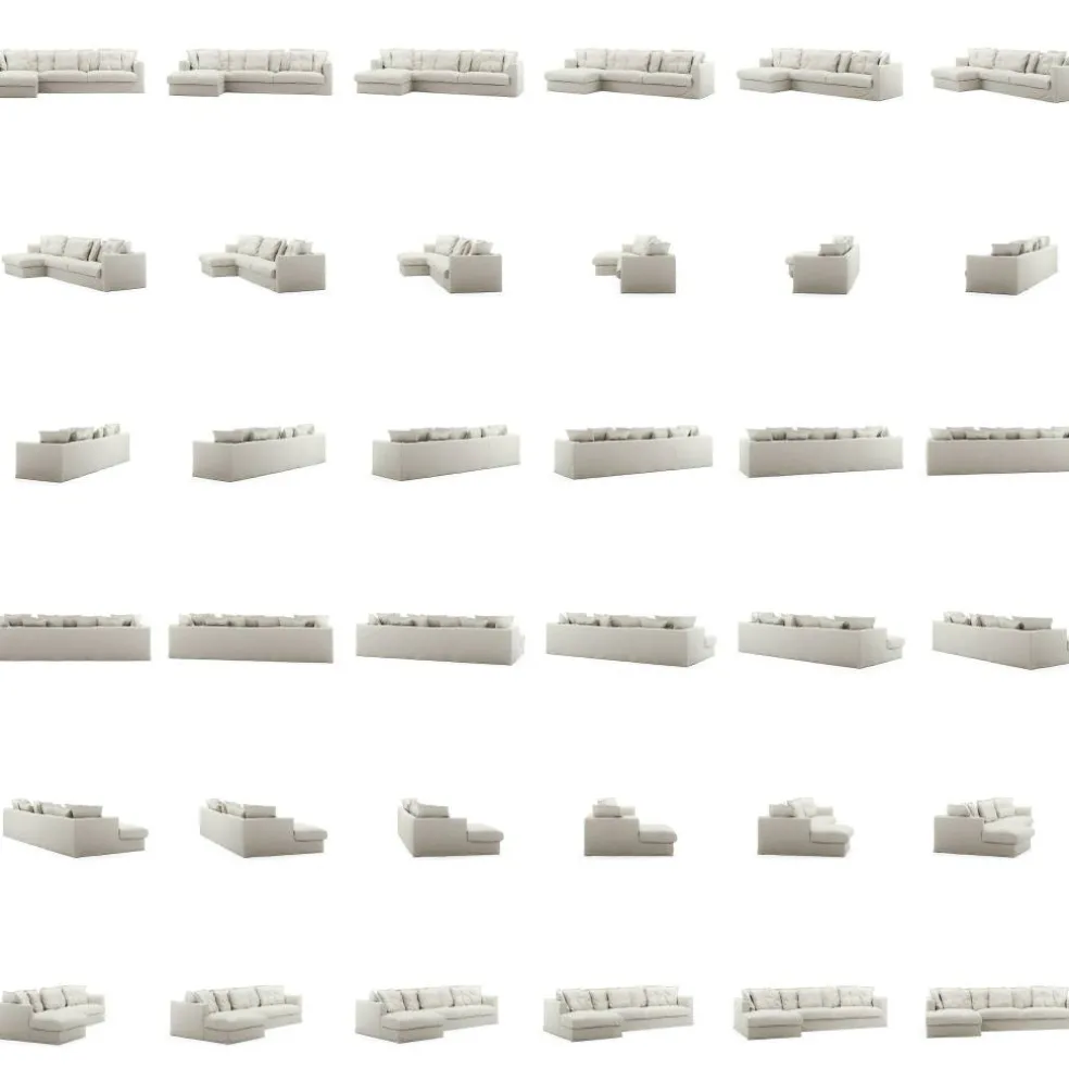 Le Grand Air 3-Sitssoffa Linne Divan Vänster, Creamy White