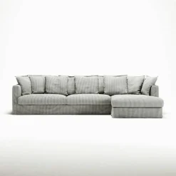 Le Grand Air 3-Sitssoffa Linne Divan Höger, Ash Stripe