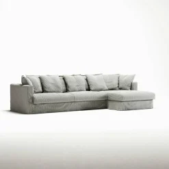 Le Grand Air 3-Sitssoffa Linne Divan Höger, Ash Stripe