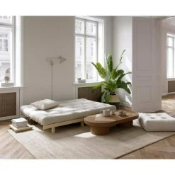 Lean Soffa Bäddsoffa Med Madrass 130x190 Beige/Raw