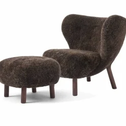 Little Petra VB1 Lounge Chair Set, Sheepskin Espresso / Dark Stained Oak