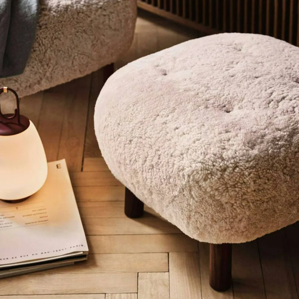 Little Petra VB1 Loungestol Set, Fårskinn Moonlight / Valnöt