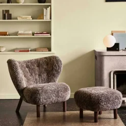 Little Petra VB1 Loungestol Set, Fårskinn Sahara / Valnöt