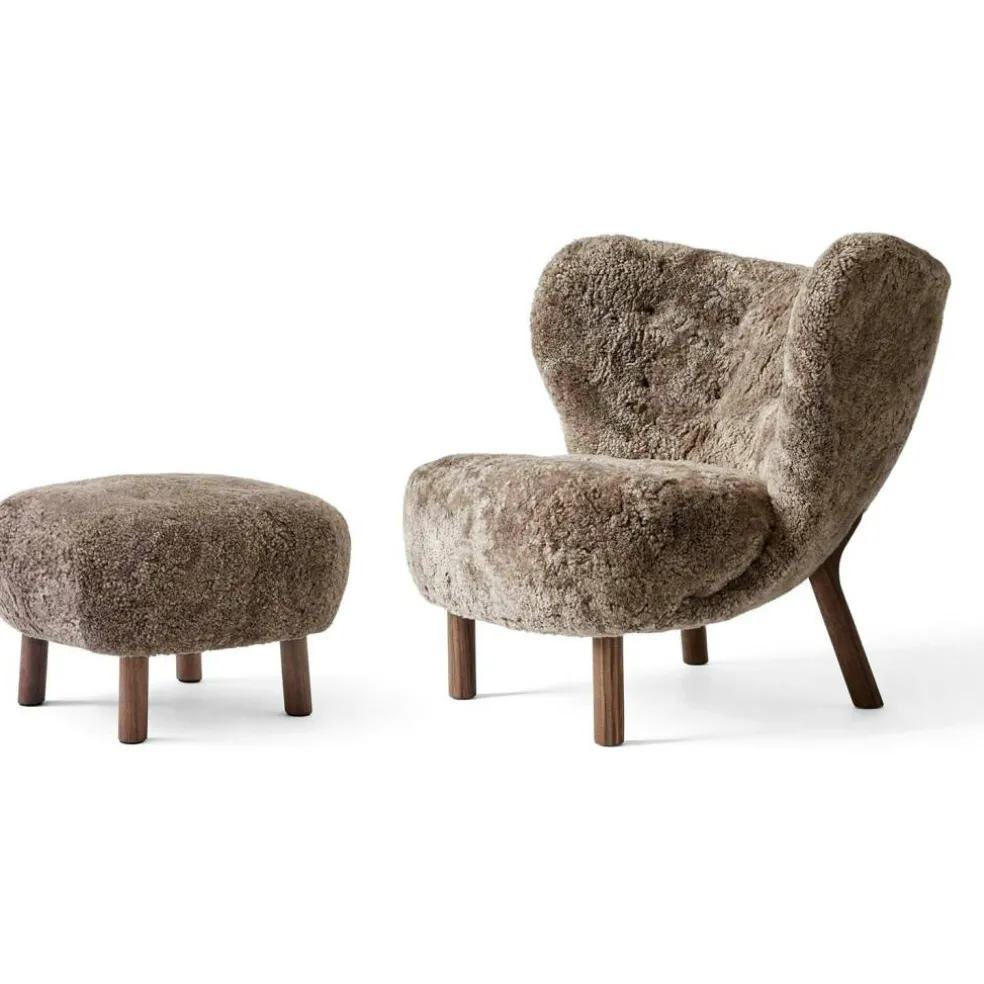 Little Petra VB1 Loungestol Set, Fårskinn Sahara / Valnöt