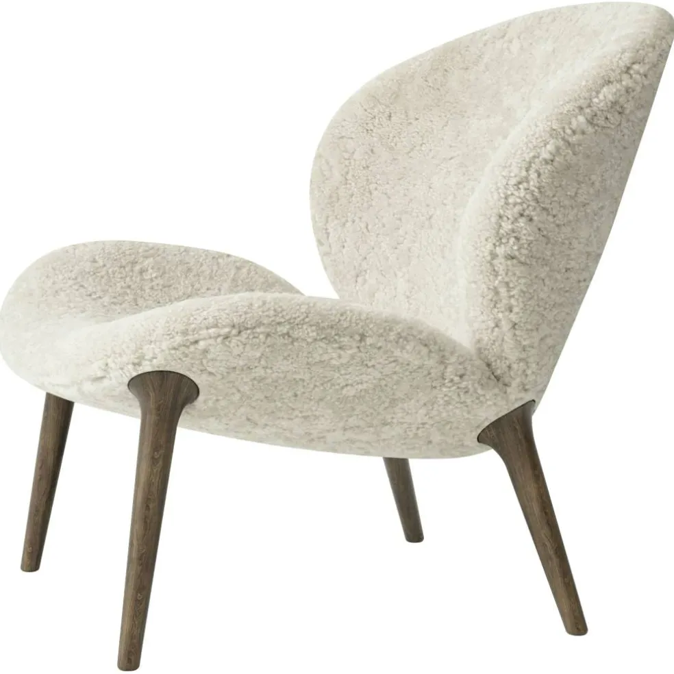 Lodge Fåtölj Låg Rygg, Mörk Ek / Curly 09 Off-White