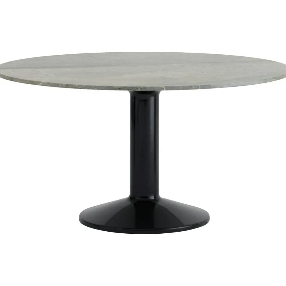 Midst Matbord Ø140 cm, Grå Marmor / Svart
