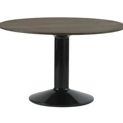 Midst Matbord Ø160 cm, Mörkoljad Ek / Svart