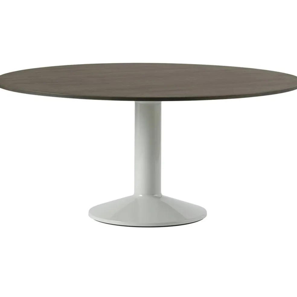 Midst Matbord Ø160 cm, Mörkoljad Ek / Grå