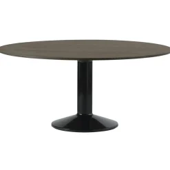Midst Matbord Ø160 cm, Mörkoljad Ek / Svart