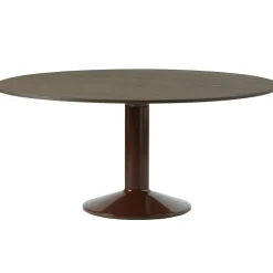 Midst Matbord Ø160 cm, Mörkoljad Ek / Mörkröd