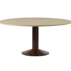 Midst Matbord Ø160 cm, Oljad Ek / Mörkröd