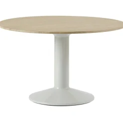 Midst Matbord Ø120 cm, Oljad Ek / Grå