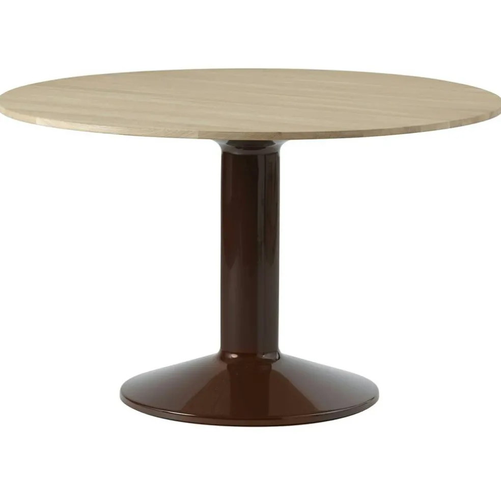 Midst Matbord Ø120 cm, Oljad Ek / Mörkröd