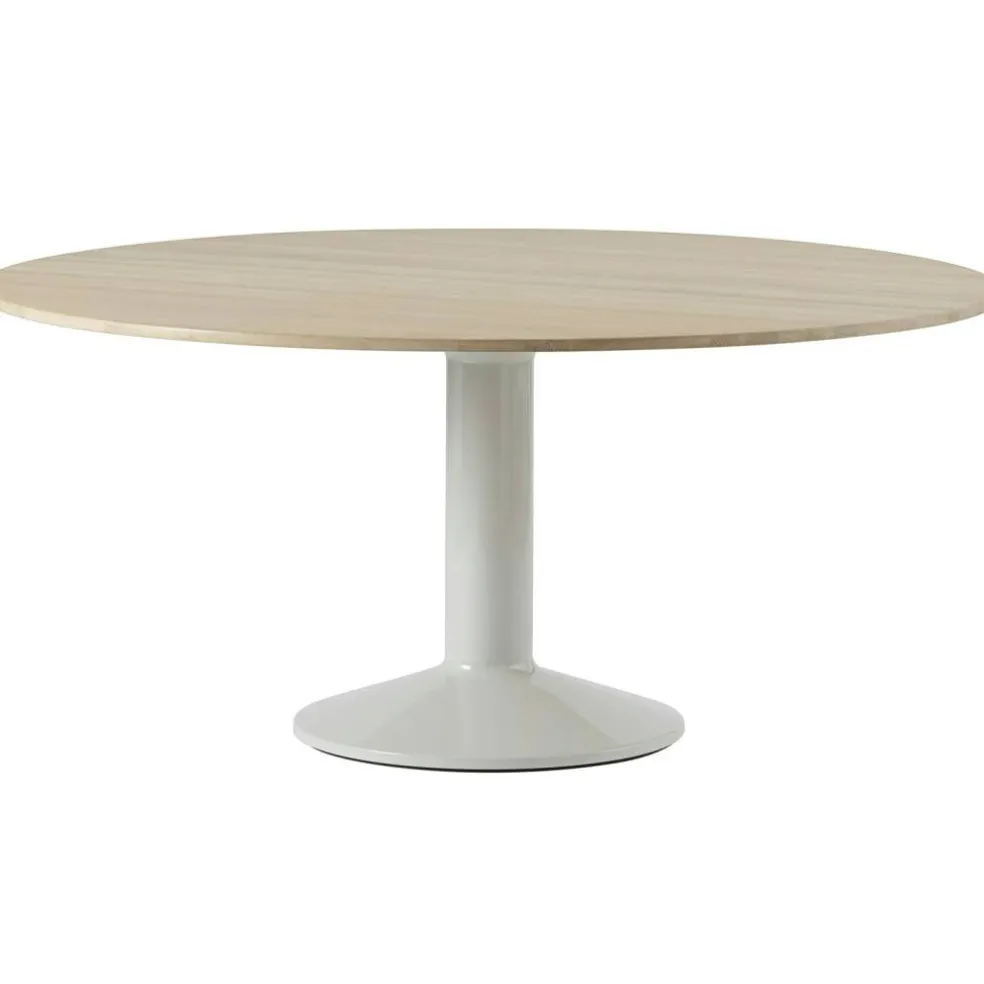 Midst Matbord Ø160 cm, Oljad Ek / Grå