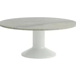 Midst Soffbord Ø90 cm, Grå Marmor / Grå