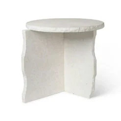 Mineral Sculptural Sidobord Bianco Curia Marmor, Vit