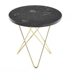 Mini O Table Sidobord Ø40 cm, Mässing/Svart marmor