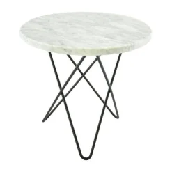 Mini O Table Sidobord Ø40 cm, Svart/Vit matt marmor