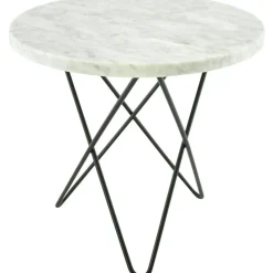 Mini O Table Sidobord Ø40 cm, Svart/Vit marmor