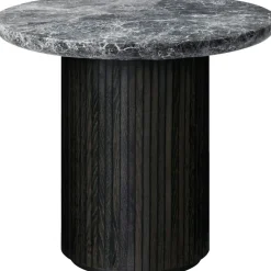 Moon Loungebord Runt Ø60 x H55 cm, Brunsvart / Grå Marmor