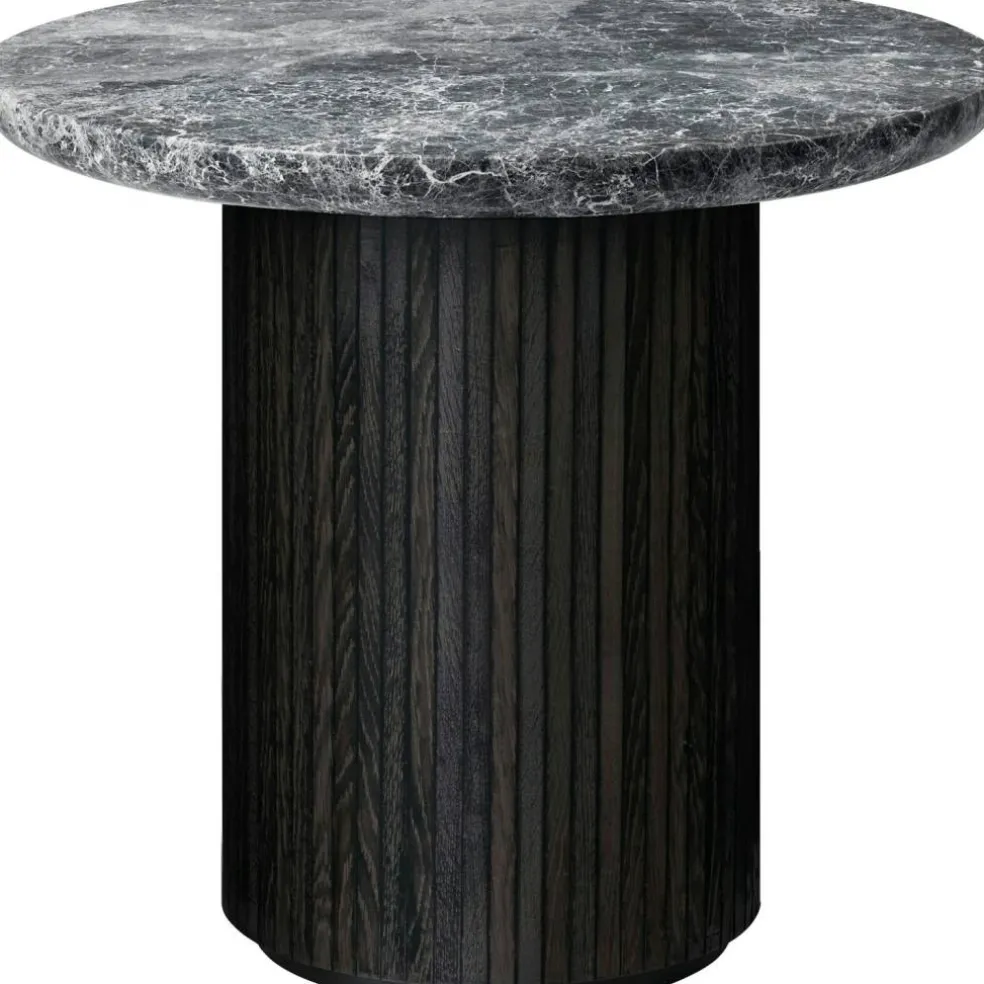 Moon Loungebord Runt Ø60 x H55 cm, Brunsvart / Grå Marmor