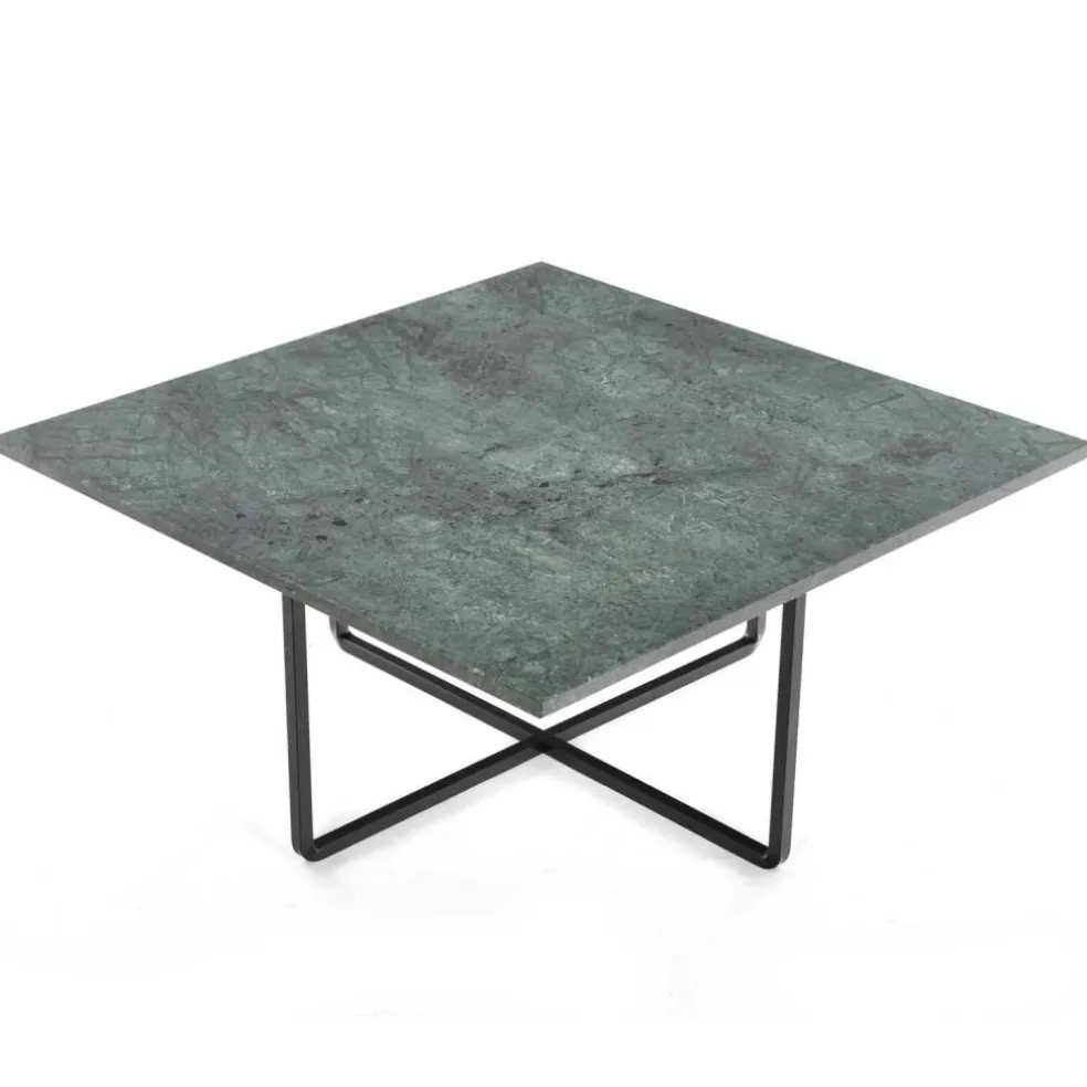 Ninety Soffbord 80 cm, Svart Underrede, Grön Marmor