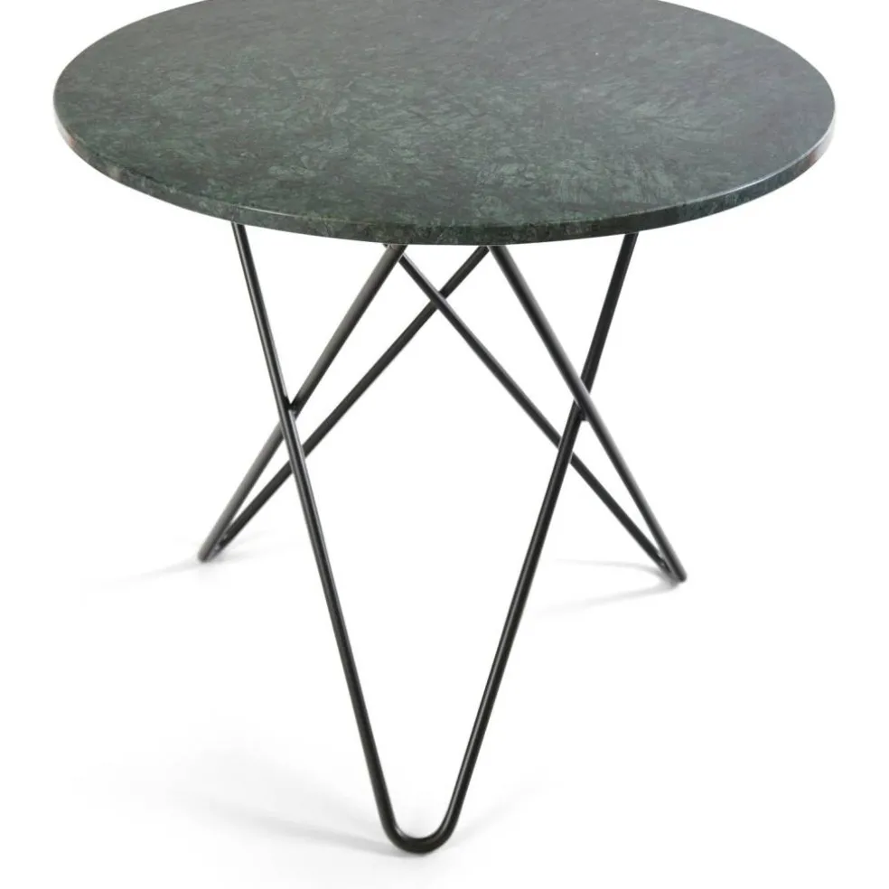 O Dining Table Matbord Ø100 cm, Svart/Grön marmor