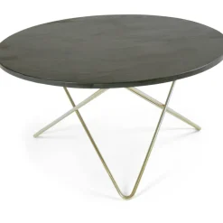 O Table Soffbord Ø80 cm, Mässing/Rustik skiffer