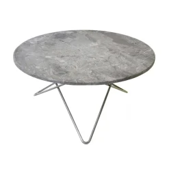 O Table Soffbord Ø80 cm, Stål/Grå Marmor