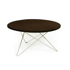 O Table Soffbord Ø80 cm, Stål/Mockaläder