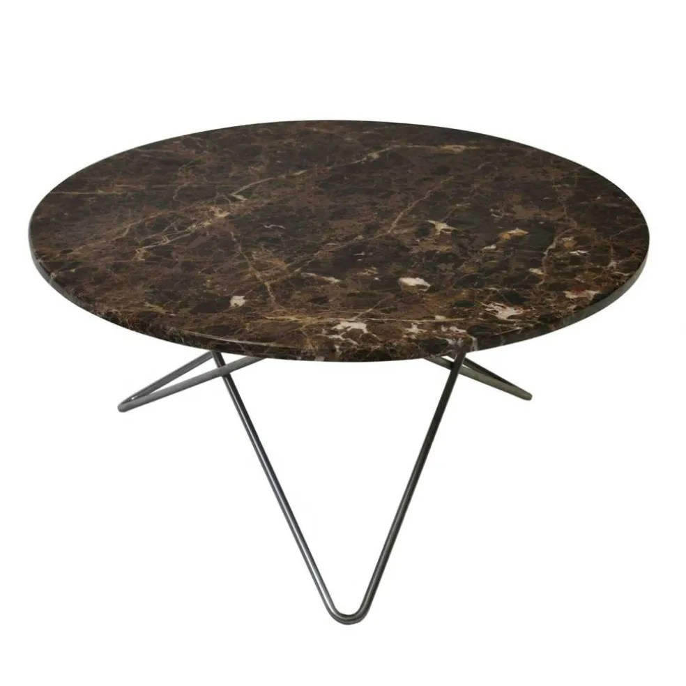 O Table Soffbord Ø80 cm, Svart/Brun marmor