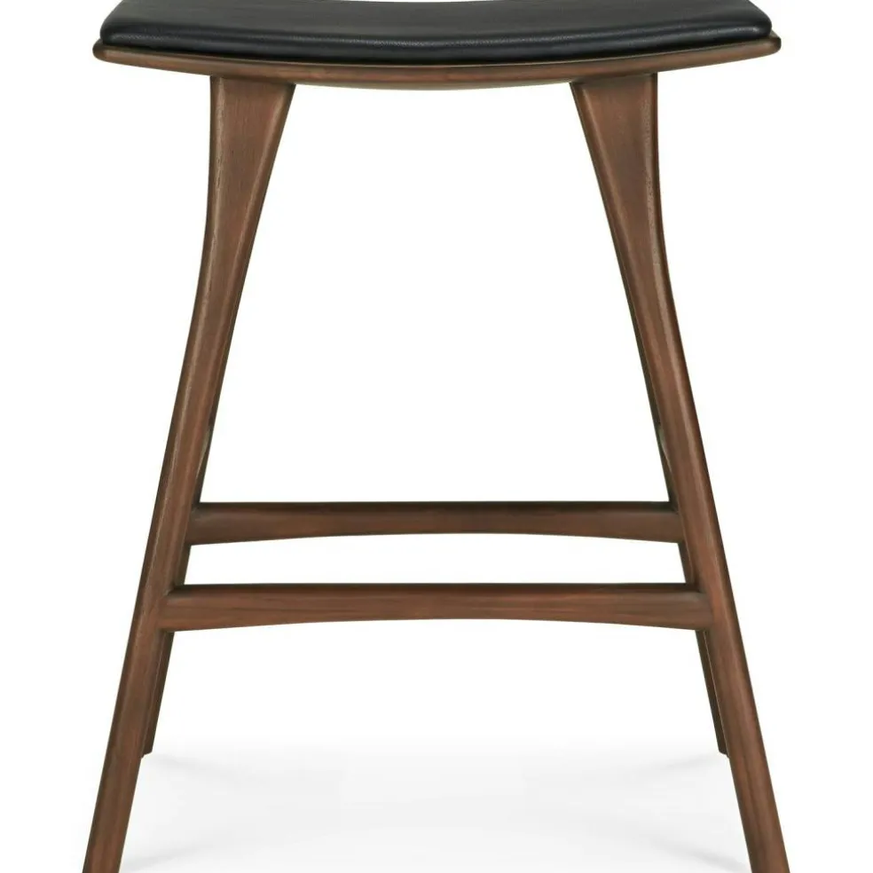 Osso Barstol, Teak / Brunt Läder