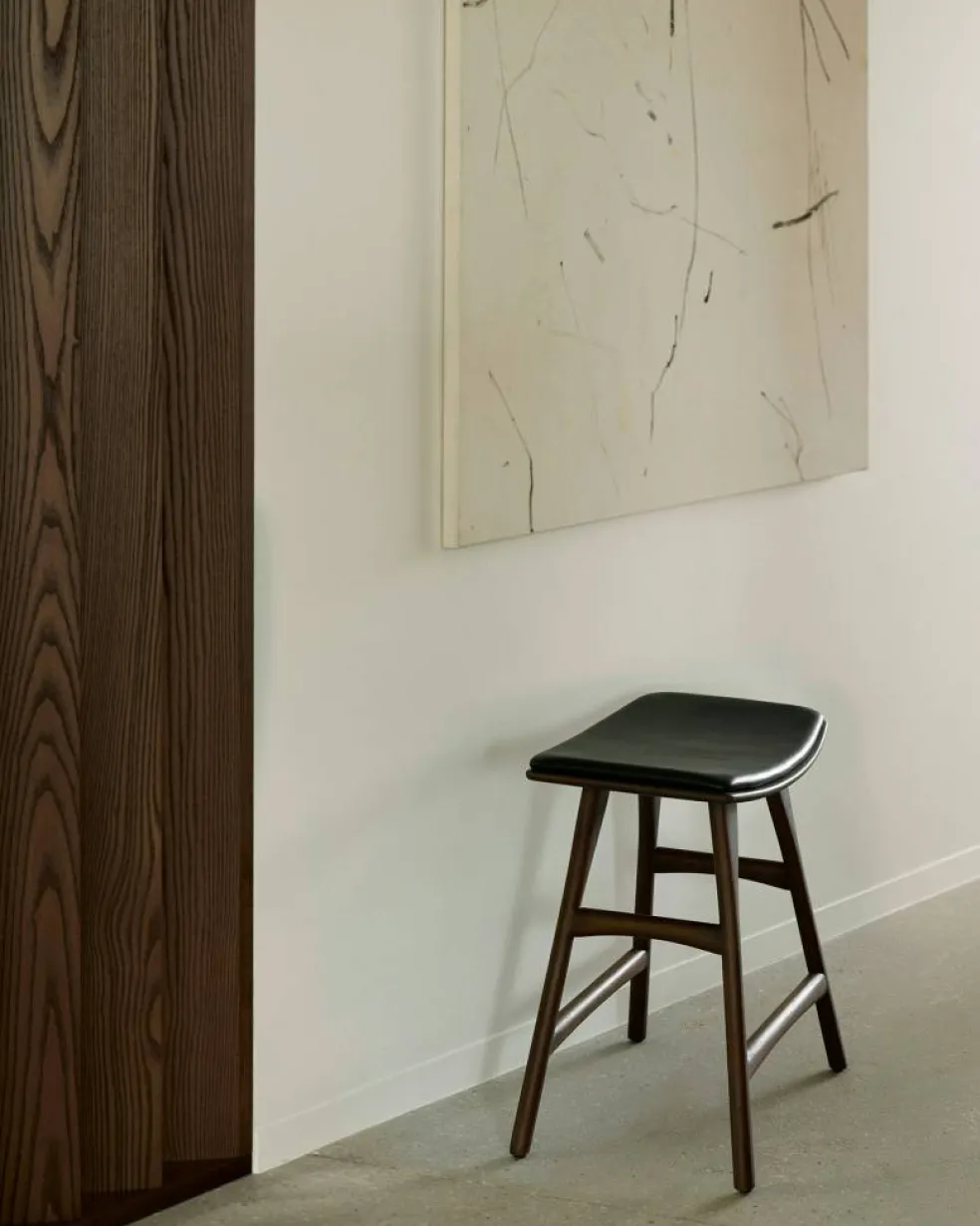 Osso Barstol, Teak / Brunt Läder