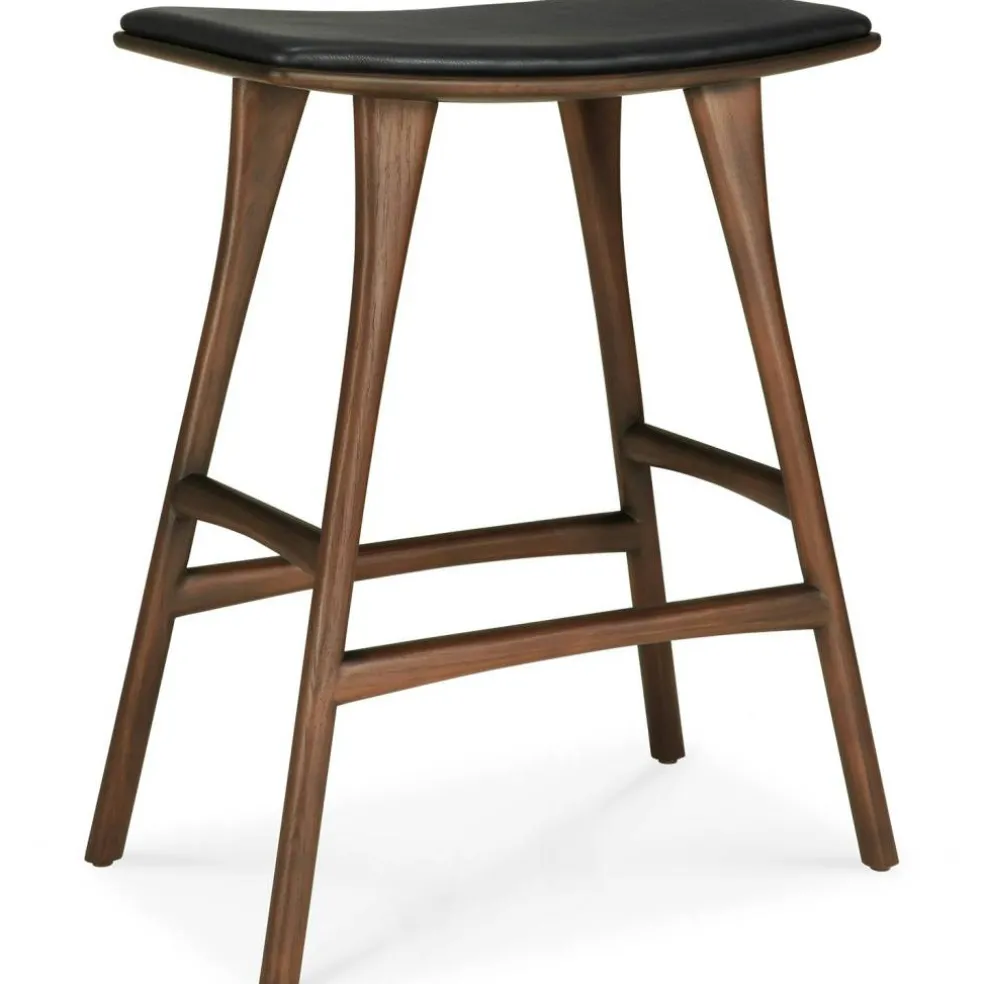 Osso Barstol, Teak / Brunt Läder