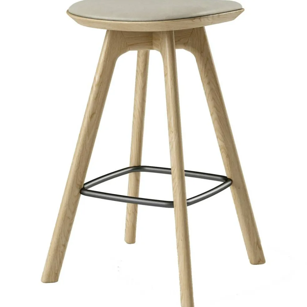 Pauline Barstol 65 cm, Oljad Ek / Läder Oyster