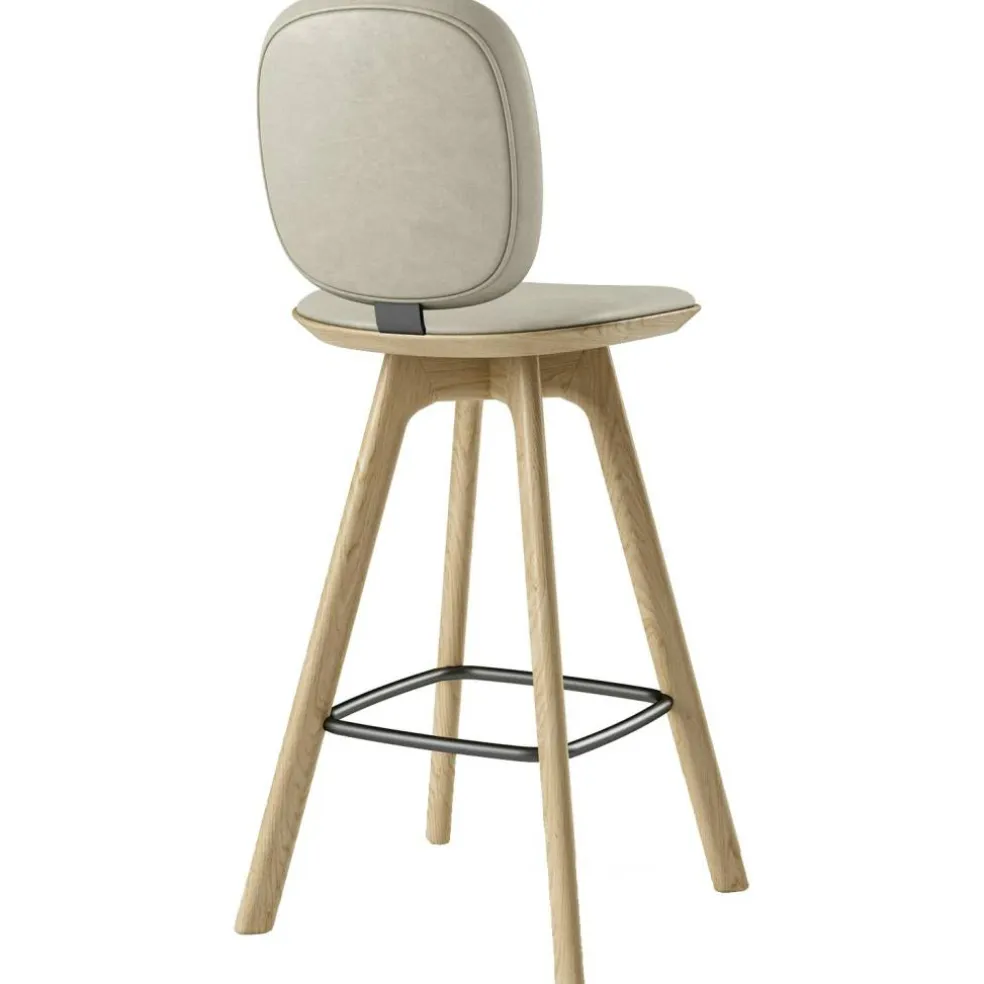 Pauline Comfort Barstol 65 cm, Oljad Ek / Läder Oyster